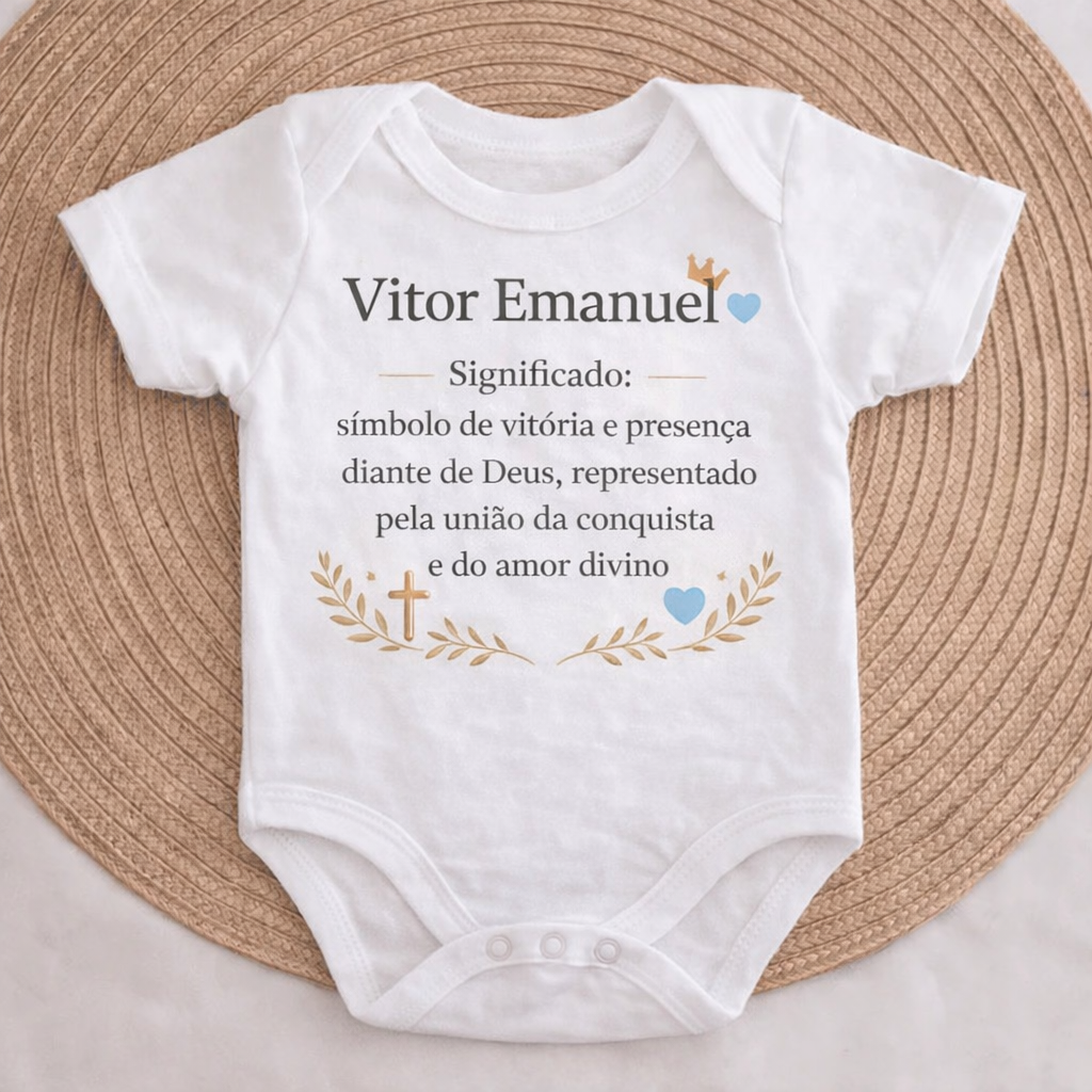 Body Essência do Nome™ – Personalizado com Nome Vitor Samuel e Significado
