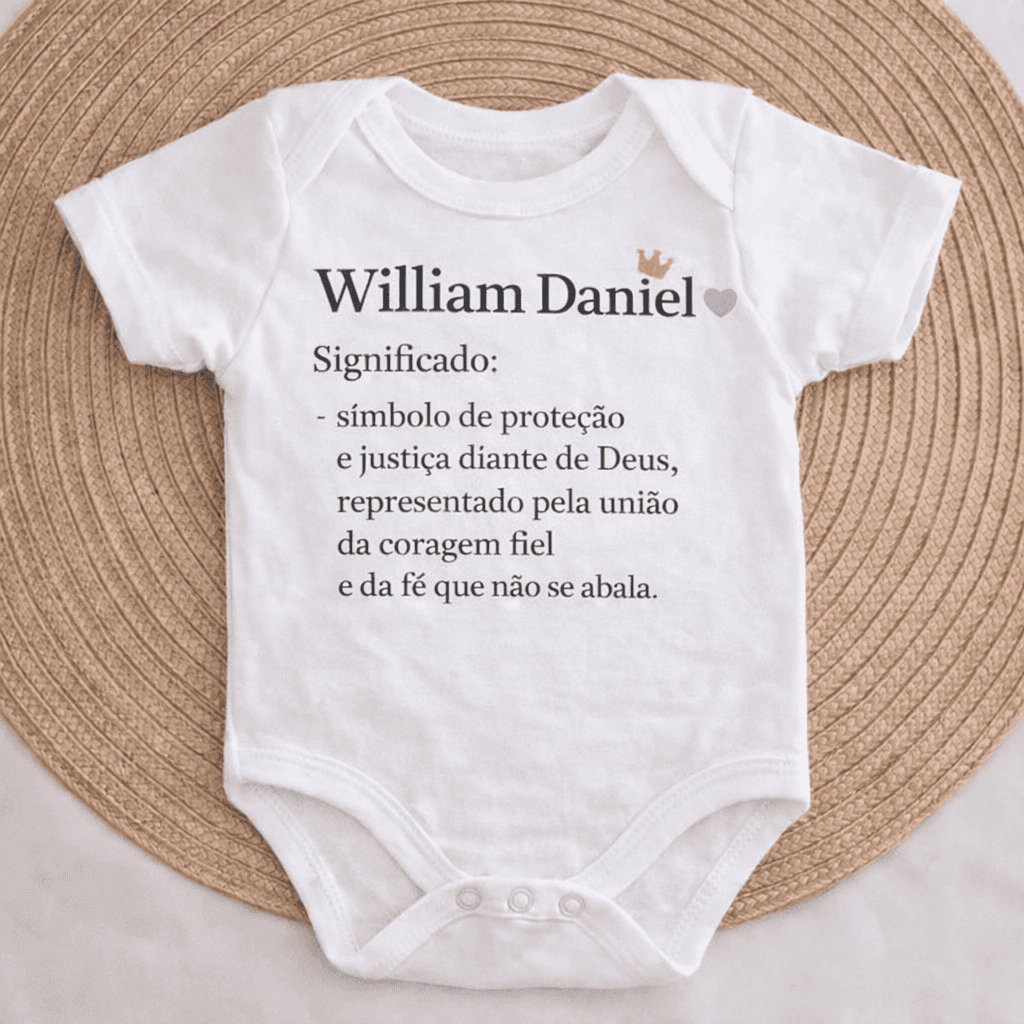 Body Essência do Nome™ – Personalizado com Nome William Daniel e Significado