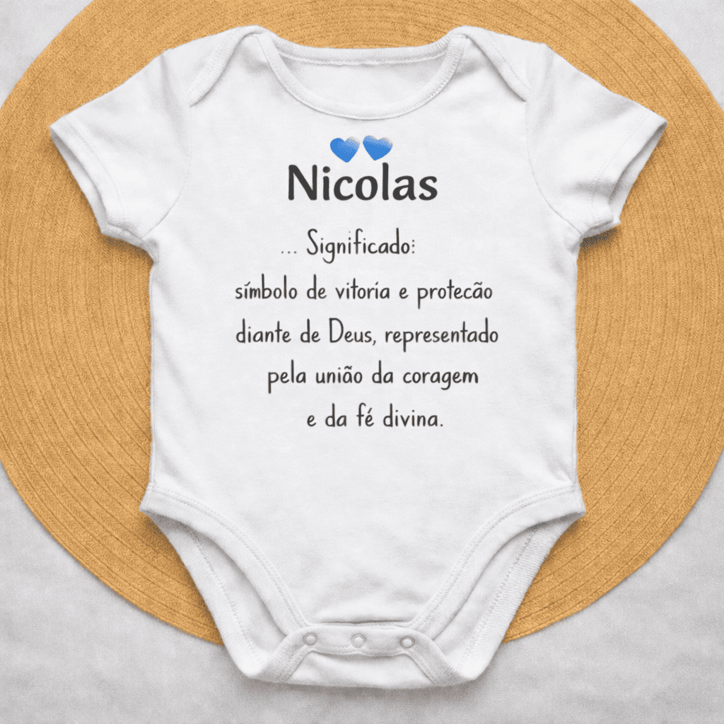 Body Essência do Nome™ – Personalizado com Nome Nicolas e Significado