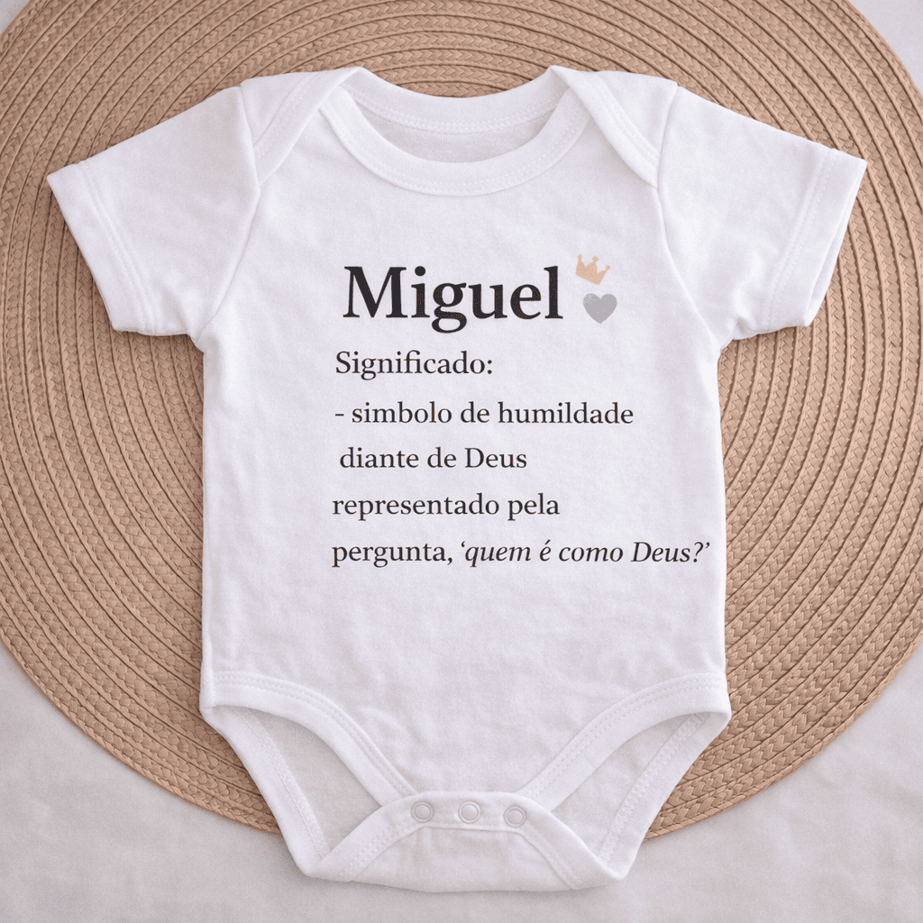Body Essência do Nome™ – Personalizado com Nome Miguel e Significado