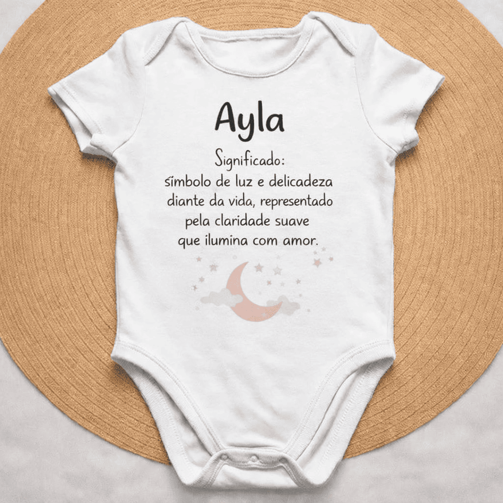 Body Nome em Flor™ – Personalizado com nome Ayla e Significado