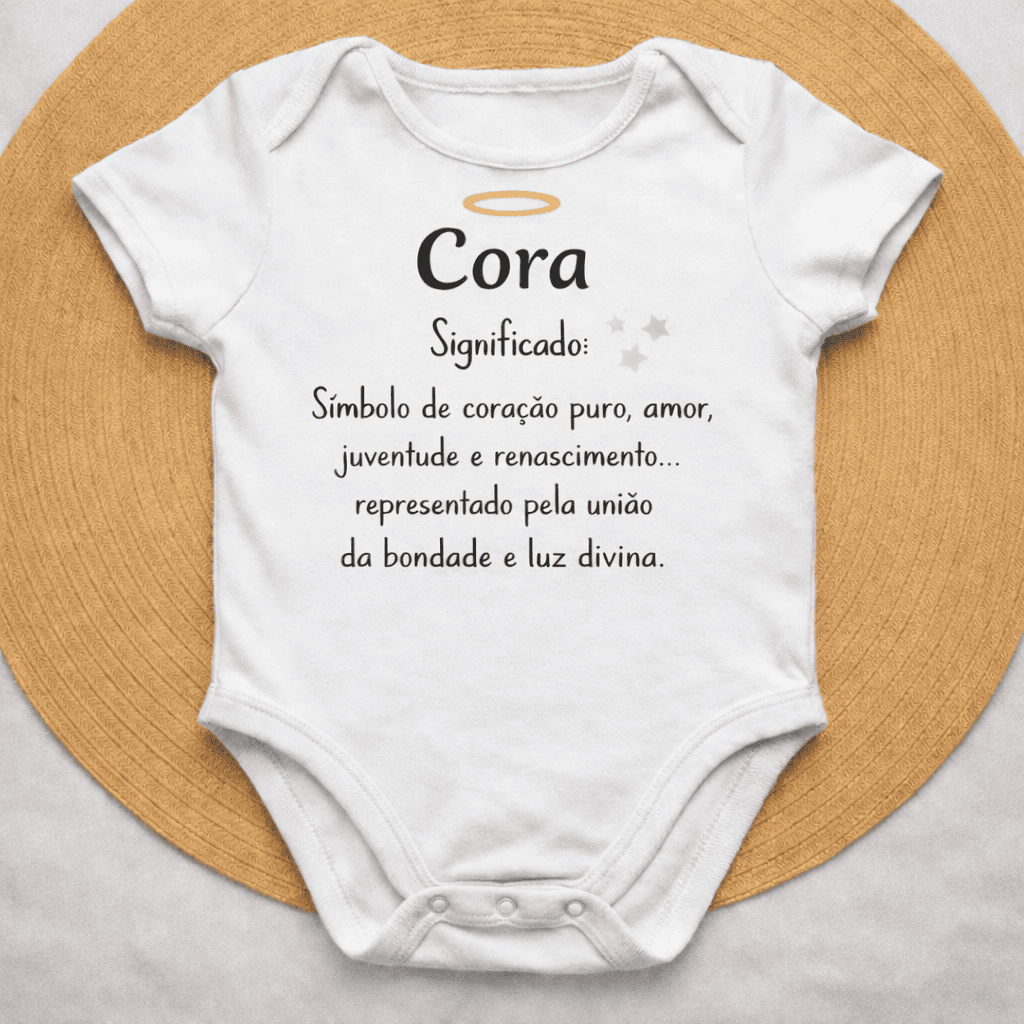 Body Nome em Flor™ – Personalizado com nome Cora e Significado