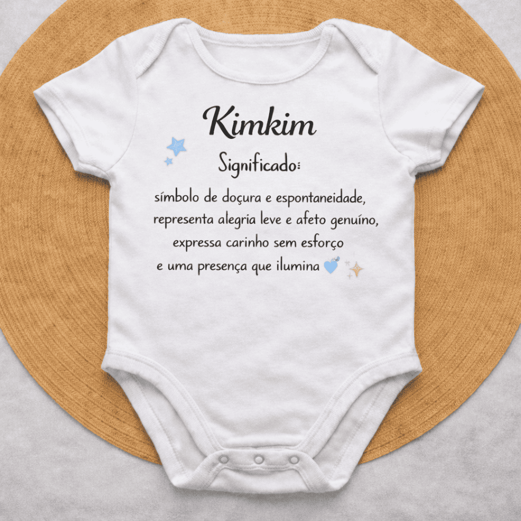 Body Essência do Nome™ – Personalizado com Nome Kimkim e Significado
