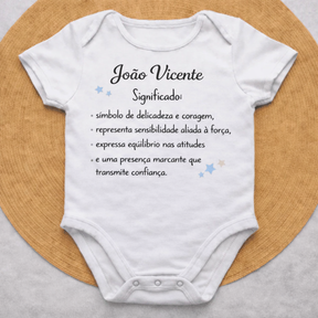 2x Body Essência do Nome™ – Personalizado com Nome João Vicente e Significado