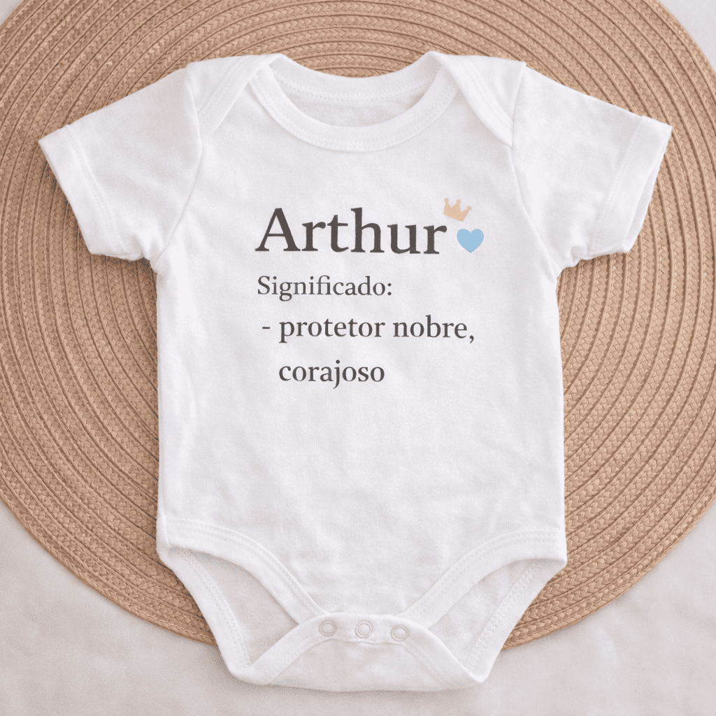 Body Essência do Nome™ – Personalizado com Nome Arthur e Significado