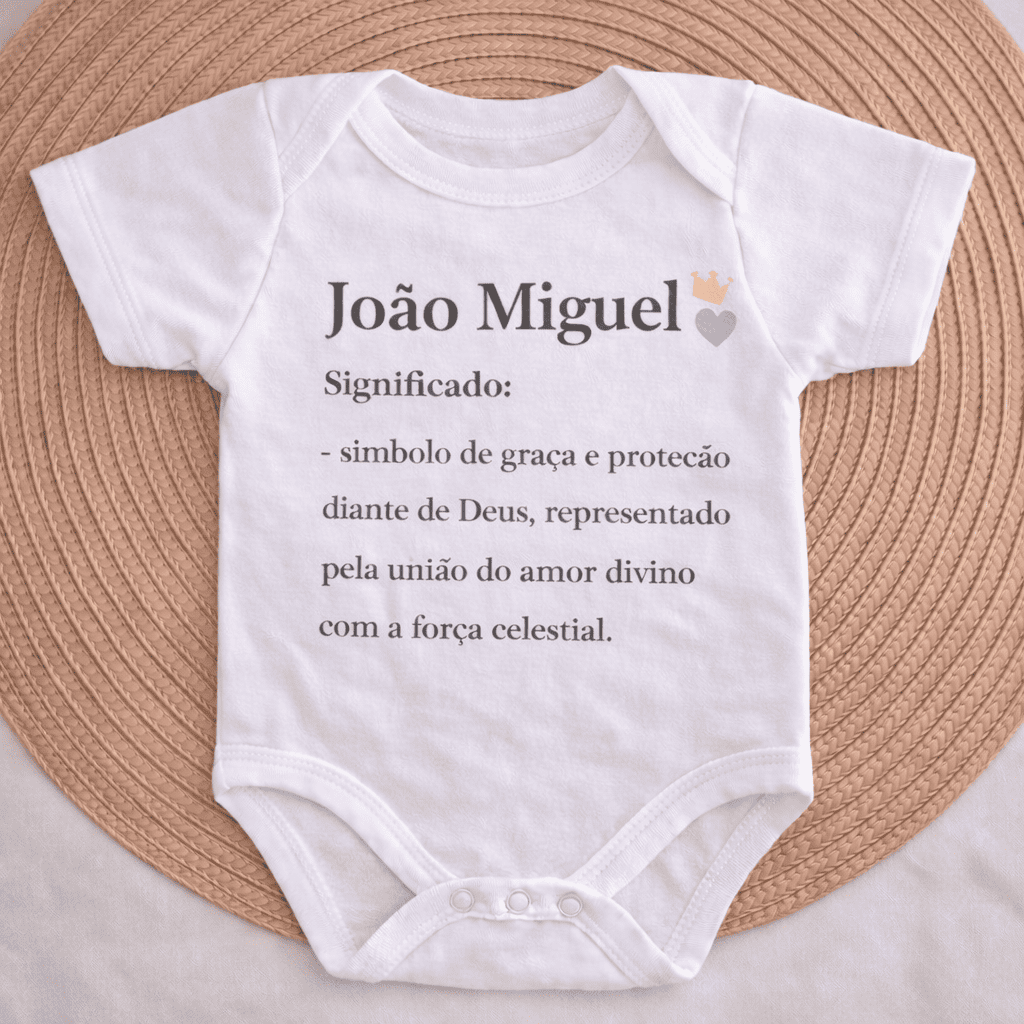 Body Essência do Nome™ – Personalizado com Nome João Miguel e Significado