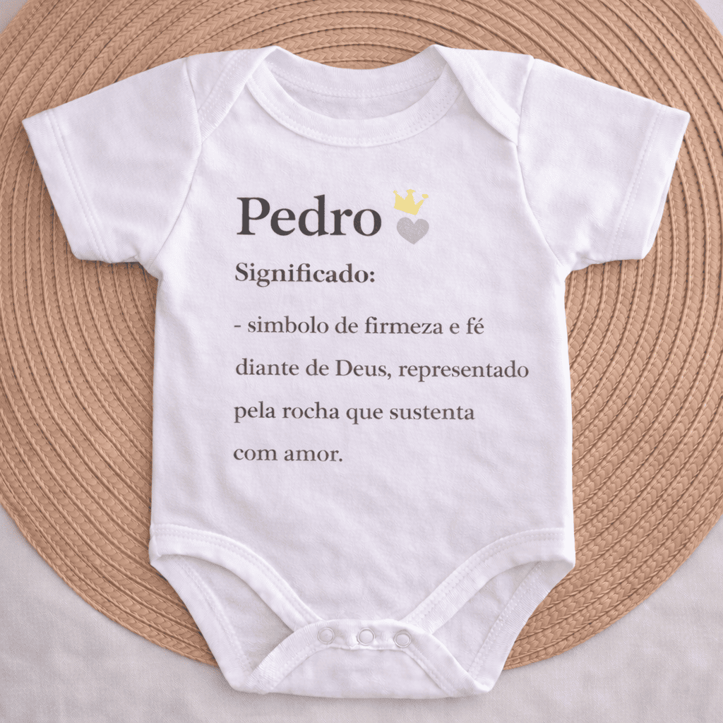 Body Essência do Nome™ – Personalizado com Nome Pedro e Significado