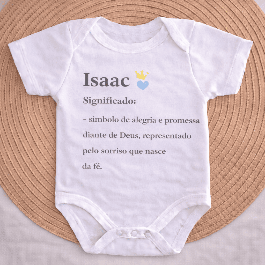 Body Essência do Nome™ – Personalizado com Nome Isaac e Significado