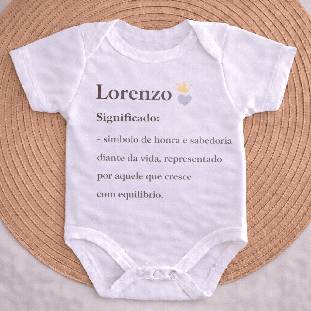 Body Essência do Nome™ – Personalizado com Nome Lorenzo e Significado