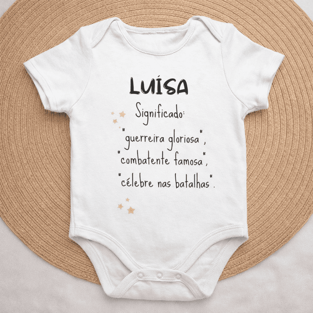 Body Nome em Flor™ – Personalizado com nome Luisa e Significado