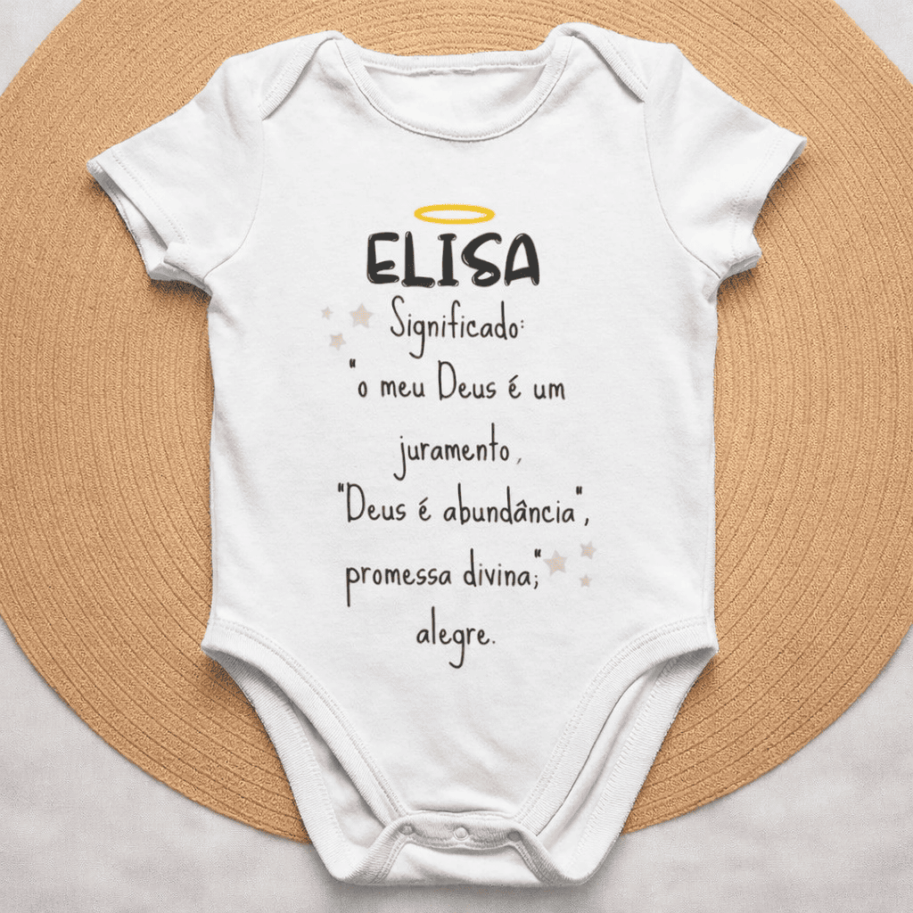 Body Nome em Flor™ – Personalizado com nome Elisa e Significado
