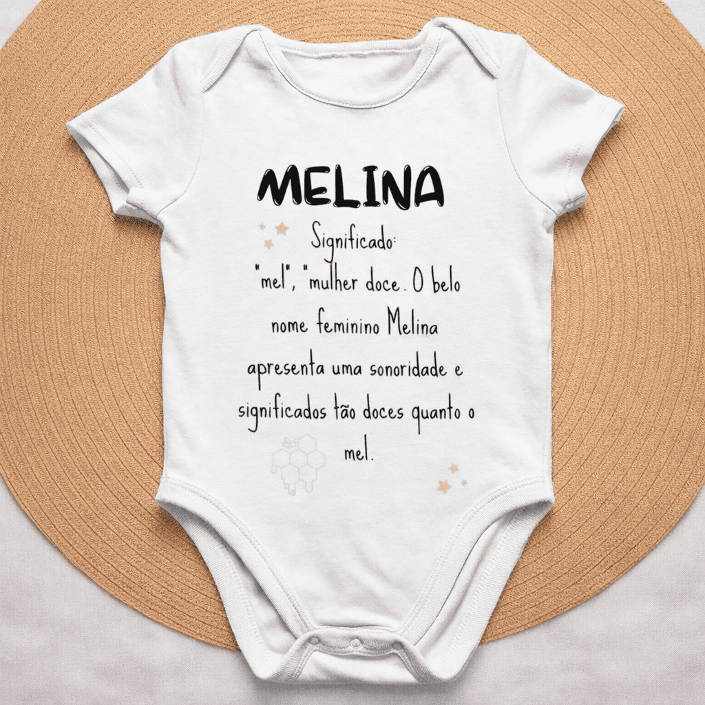 Body Nome em Flor™ – Personalizado com nome Melina e Significado