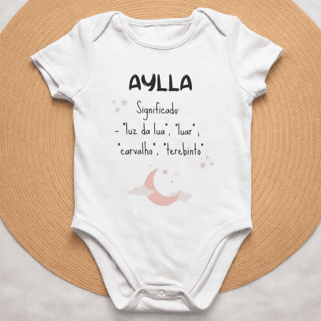 Body Nome em Flor™ – Personalizado com nome Aylla e Significado