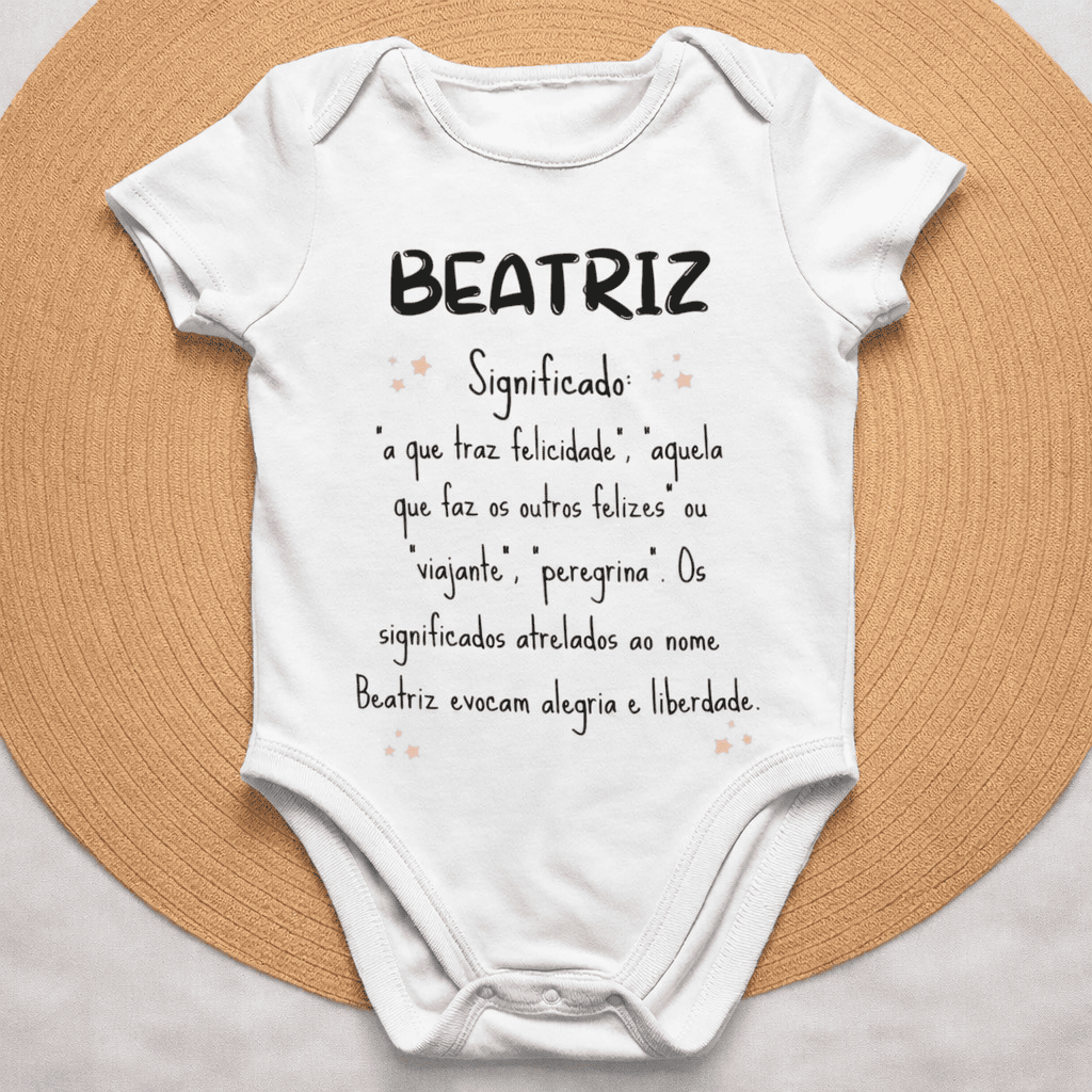 Body Nome em Flor™ – Personalizado com nome Beatriz e Significado