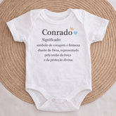 Body Essência do Nome™ – Personalizado com Nome Conrado e Significado