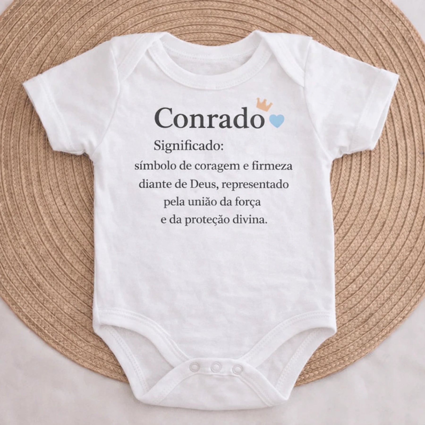 Body Essência do Nome™ – Personalizado com Nome Conrado e Significado